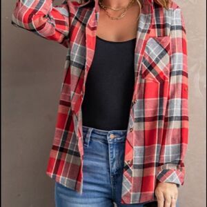 Red Plaid Flannel Top